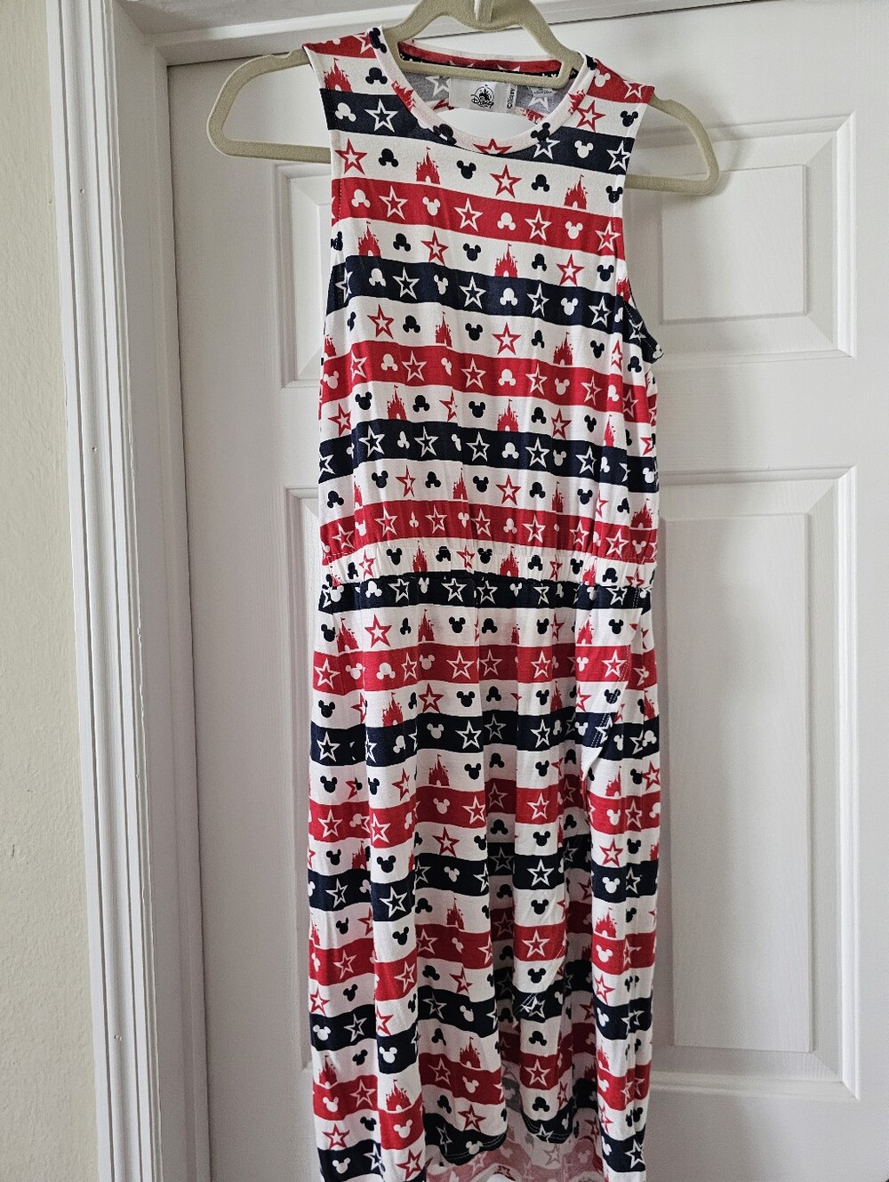 Women's Red, White & Navy Star-Print Sleeveless Dress